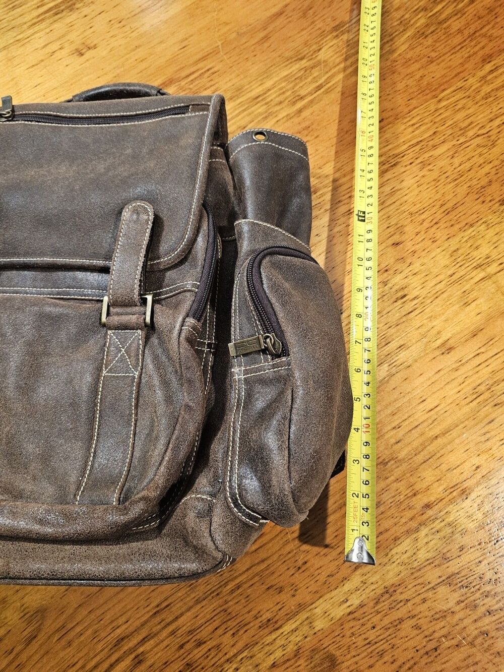 Claire Chase Jumbo Leather Laptop Backpack Brown Fits 17" Computer Bag #329 - Picture 8 of 10